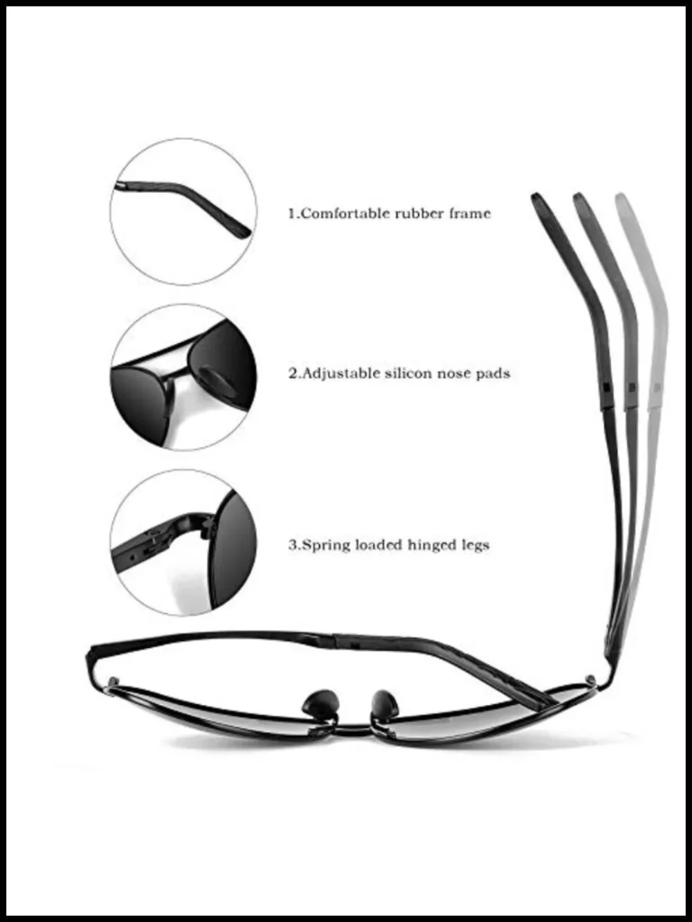 Polarized Aviator Sunglasses UV400 Protection Alloy Frame Lightweight Driving